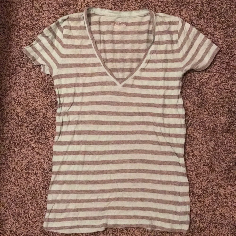 J. Crew Factory Gray Green Vintage Cotton V Neck